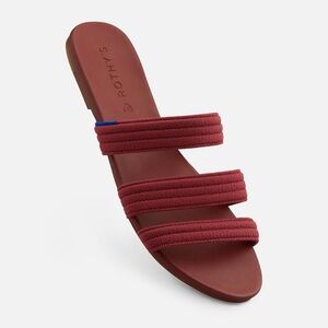 Rothy’s Three Strap Sandal in Sangria Red